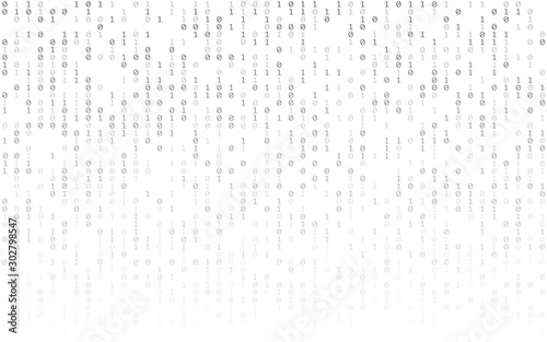 Binary code on white background. Matrix concept with falling digits. Abstract data concept. Running random numbers on light backdrop. Digital wallpaper. Vector illustration