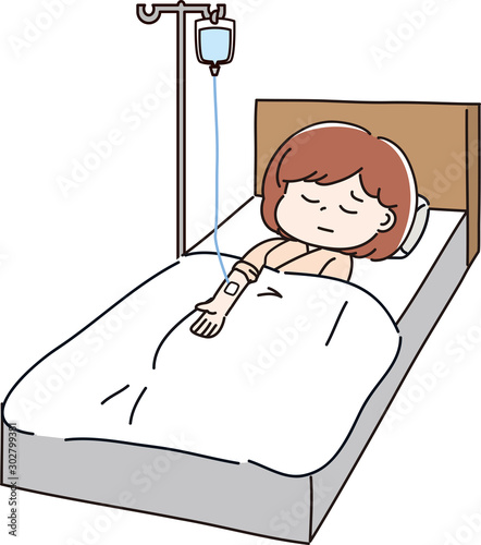 点滴をする女性