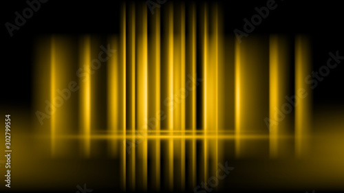 Glowing ray light effect and neon light abstract background. Orange abstract laser beams on black background