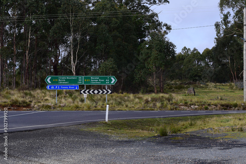 Directions on traffic sign  in Tasmania  photo