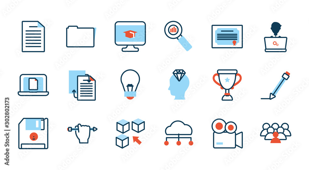 elearning and business set icons elearning and business set icons