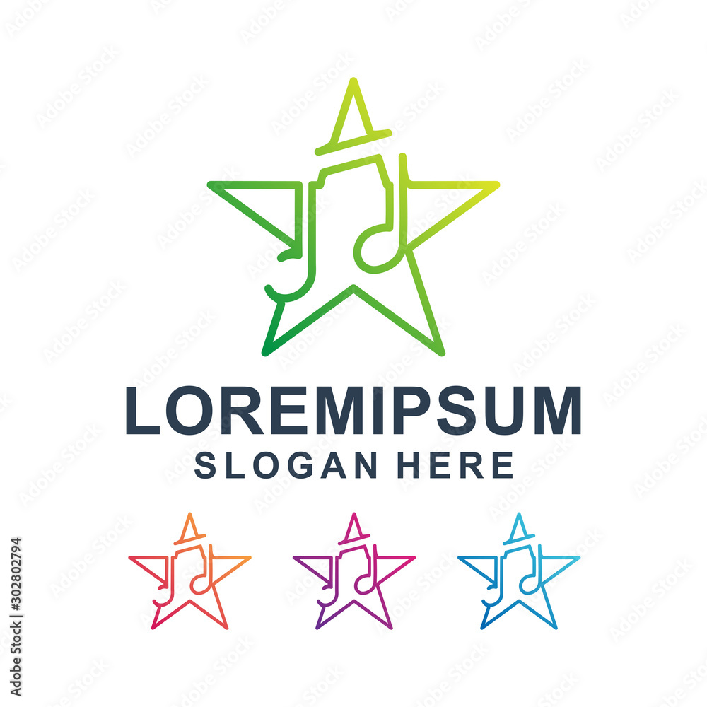 Colorful Stars Music Logo Design line Colorful Stars Music Logo Design line