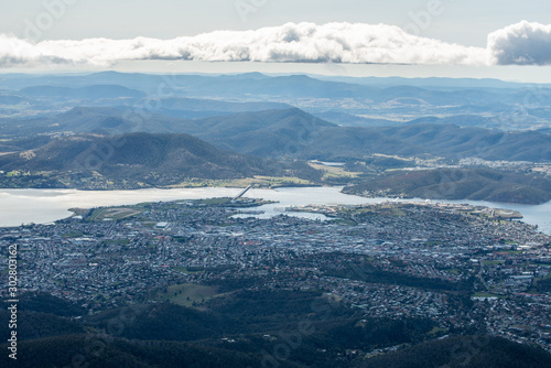 Wallpaper Mural Aerial view of of Hobart the capital and most populous city of the Australian island state of Tasmania view from Mount Wellington. Torontodigital.ca