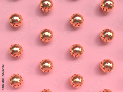 gold ball pink flat lay scene christmas background 3d render