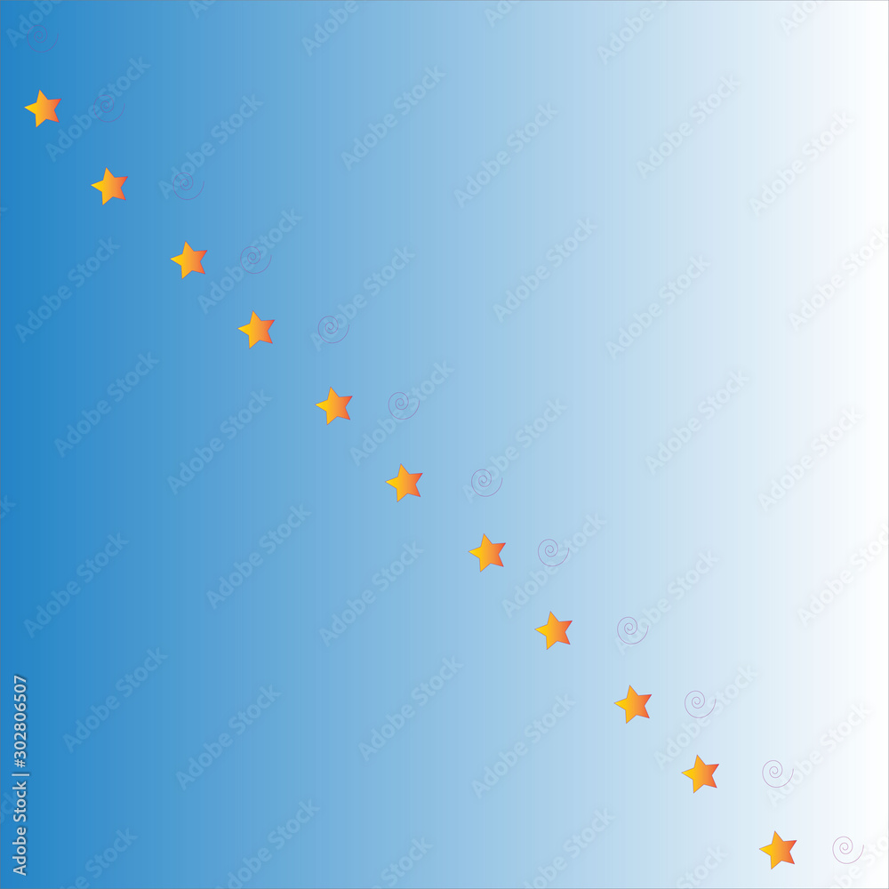 colorful stars and spirals on the sky background, beautiful blue banner with space for your information