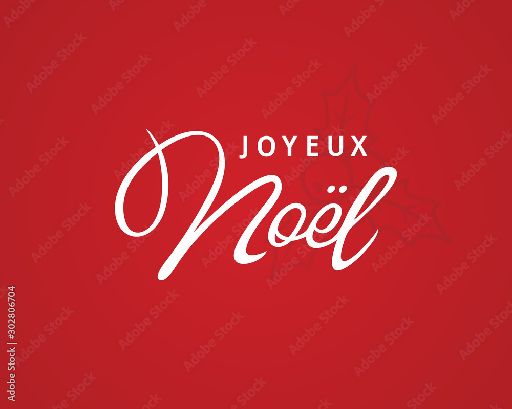 French text Joyeux Noel on red background. Christmas background. Xmas greeting card. holiday poster, banner Merry christmas.