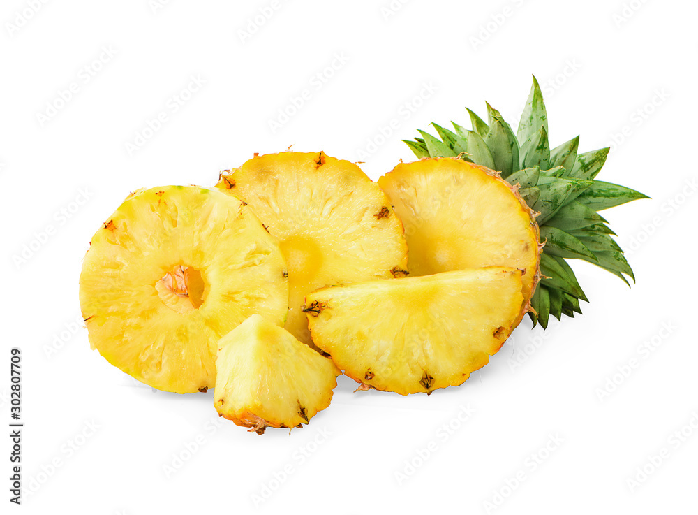 sliced pineapple isolated on white background sliced pineapple isolated on white background