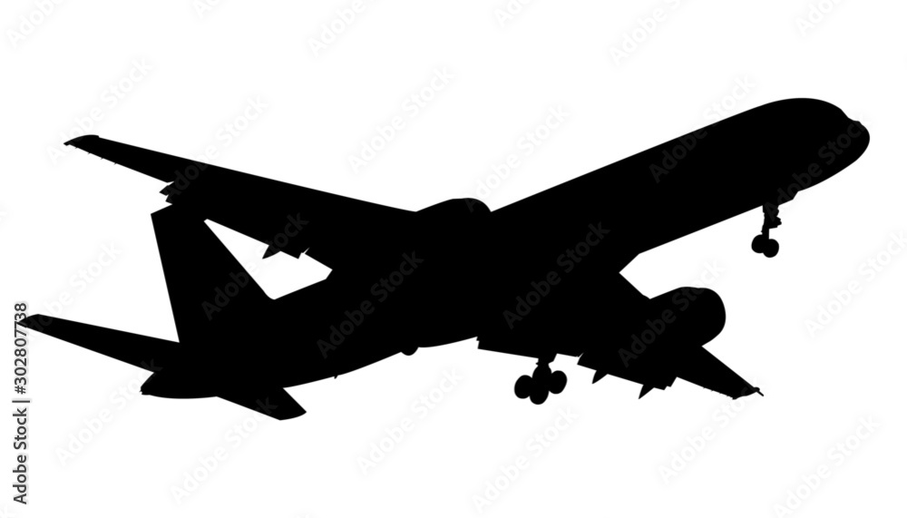 airplane vector graphic in black isolated on white background airplane vector graphic in black isolated on white background