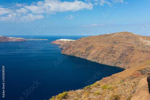 Santorini  Greece coastline in the mediterranean sea.  