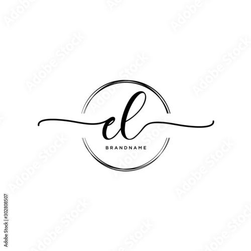 EL Initial handwriting logo with circle template vector.