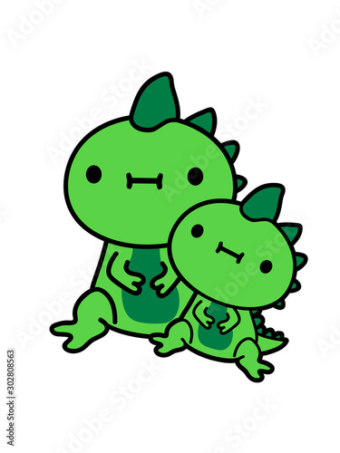 familie papa mama kleiner s    er kawaii drache dino dinosaurier monster echse stacheln niedlich baby kind clipart design cool sitzend