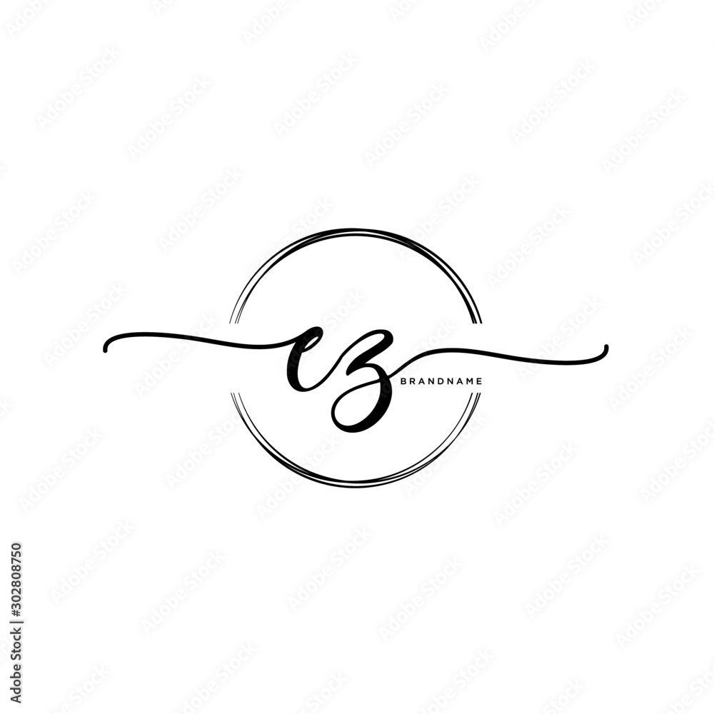 EZ Initial handwriting logo with circle template vector. EZ Initial handwriting logo with circle template vector.