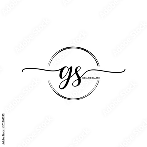 GS Initial handwriting logo with circle template vector.
