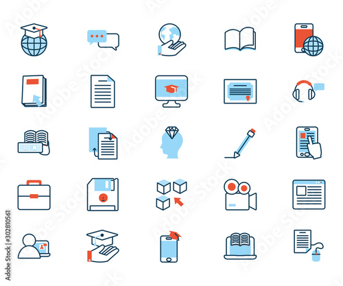 elearning and business set icons