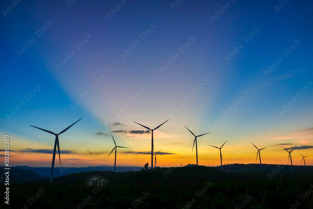 Wind turbine farm from clean energy. Wind power for electricity. Wind turbine farm from clean energy. Wind power for electricity.