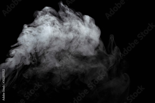 Abstract powder or smoke effect isolated on black background,Out of focus