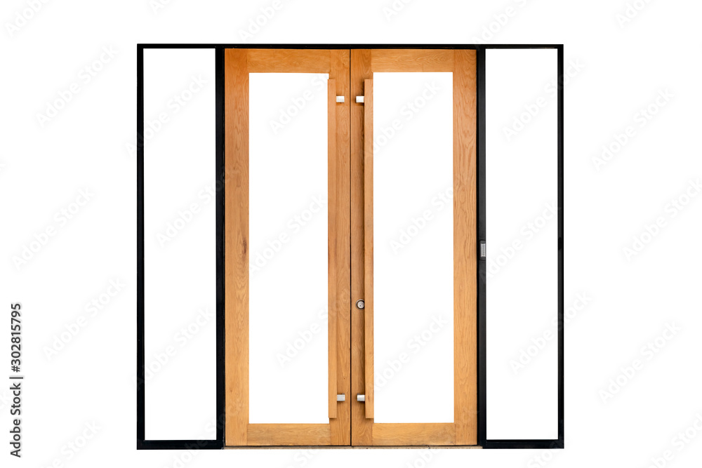 Brown new wooden door isolated on white background,clipping path Brown new wooden door isolated on white background,clipping path