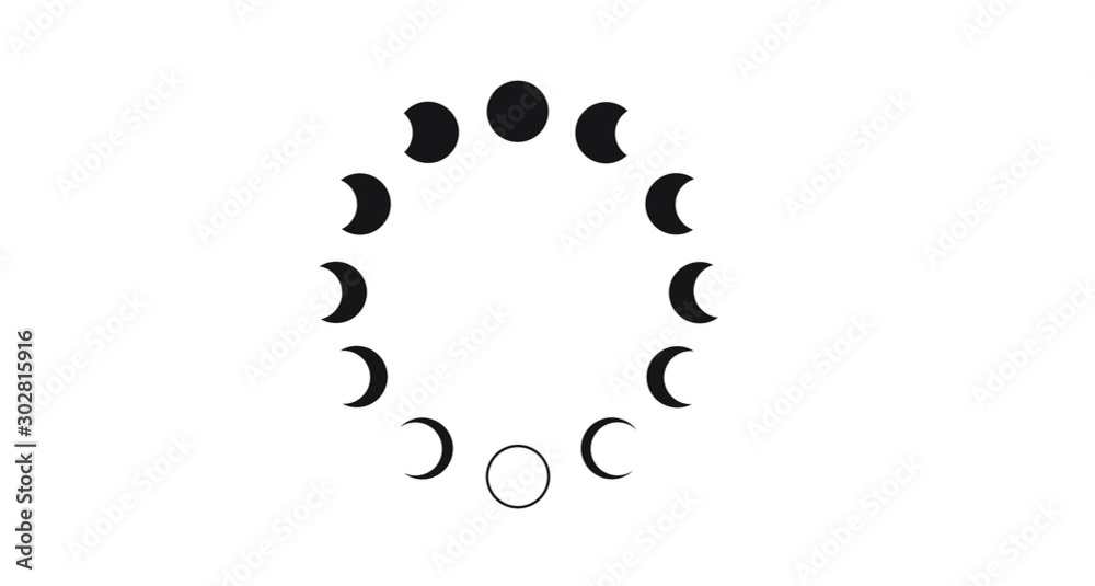 Moon phases astronomy icon set Vector Illustration on the white background.