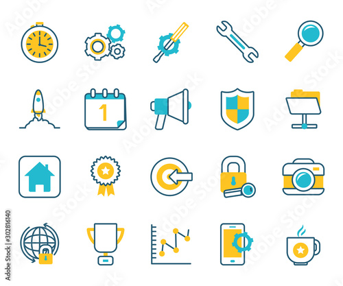 elearning and business set icons