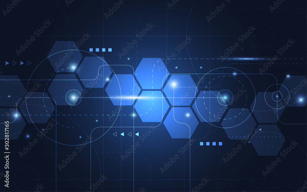 Fototapeta premium Abstract technology dot and line connection digital hi tech design concept background. Space for text. Vector illustration