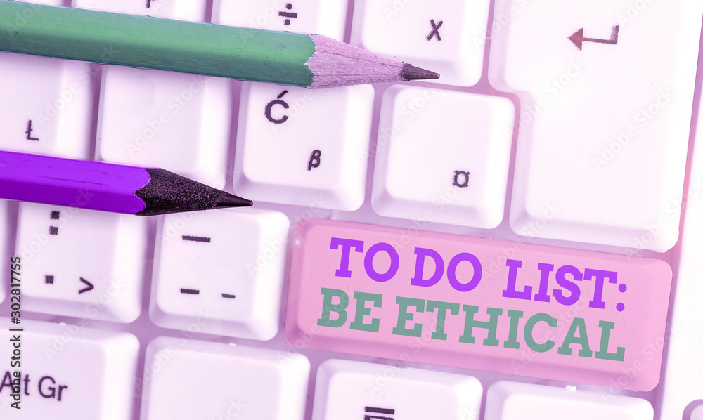 Conceptual hand writing showing To Do List Be Ethical. Concept meaning plan or reminder that is built in an ethical culture Conceptual hand writing showing To Do List Be Ethical. Concept meaning plan or reminder that is built in an ethical culture