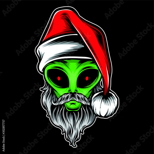 alien santa vector and logo