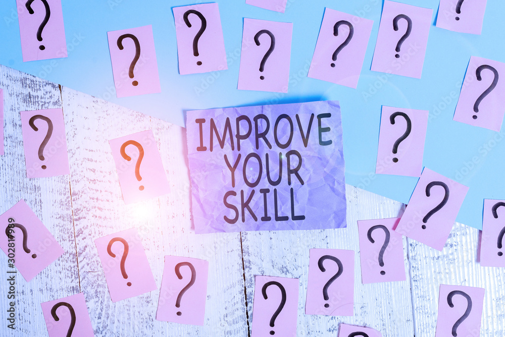 Text sign showing Improve Your Skill. Business photo showcasing Unlock Potentials from Very Good to Excellent to Mastery Scribbled and crumbling papers with thick cardboard above wooden table Text sign showing Improve Your Skill. Business photo showcasing Unlock Potentials from Very Good to Excellent to Mastery Scribbled and crumbling papers with thick cardboard above wooden table