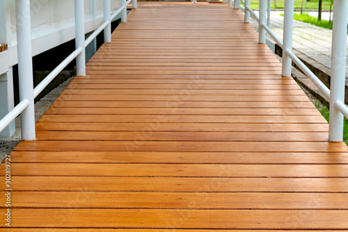 Brown wooden slope walkway
