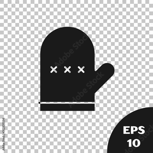 Black Oven glove icon isolated on transparent background. Kitchen potholder sign. Cooking glove. Vector Illustration