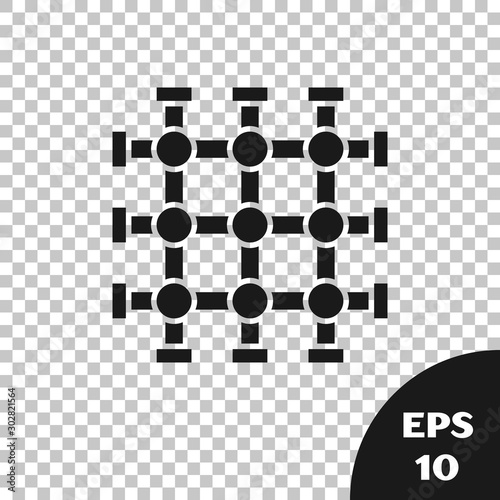 Black Prison window icon isolated on transparent background. Vector Illustration