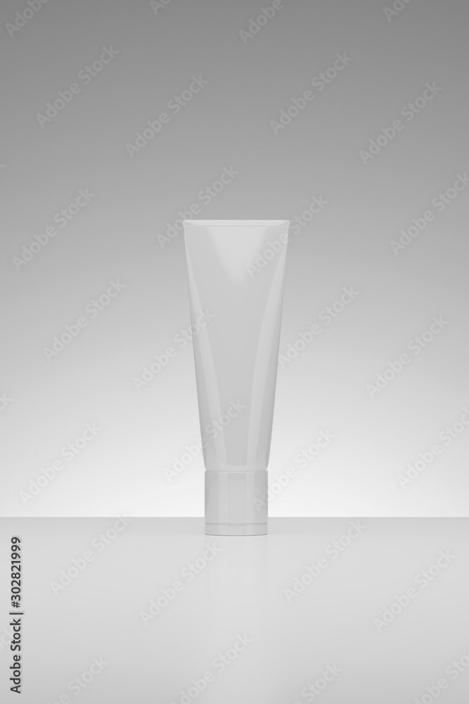 3D rendering Cosmetic Beauty white blank plastic containers product studio shot 3D rendering Cosmetic Beauty white blank plastic containers product studio shot