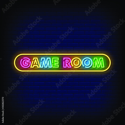 Game Room Neon Signs Style Text Vector
