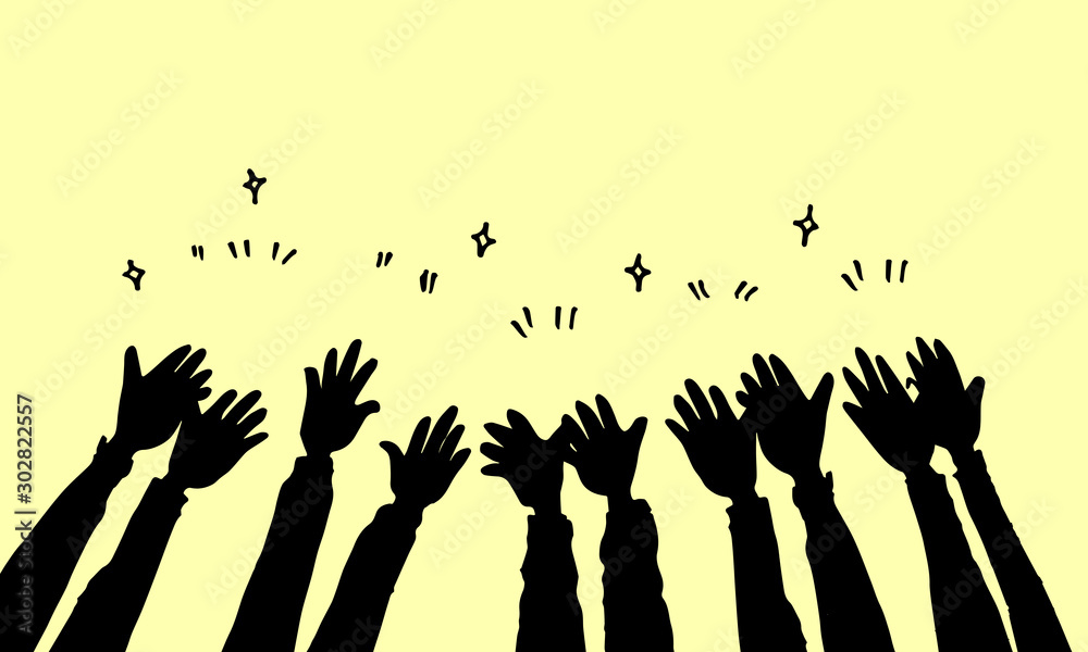 doodle of hands up,Hands clapping. applause gestures. congratulation business. vector illustration doodle of hands up,Hands clapping. applause gestures. congratulation business. vector illustration