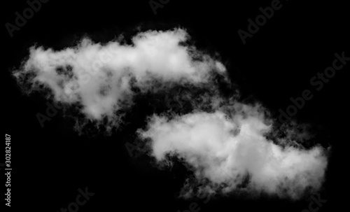 White cloud isolated on black background,Textured smoke,brush effect © sirawut