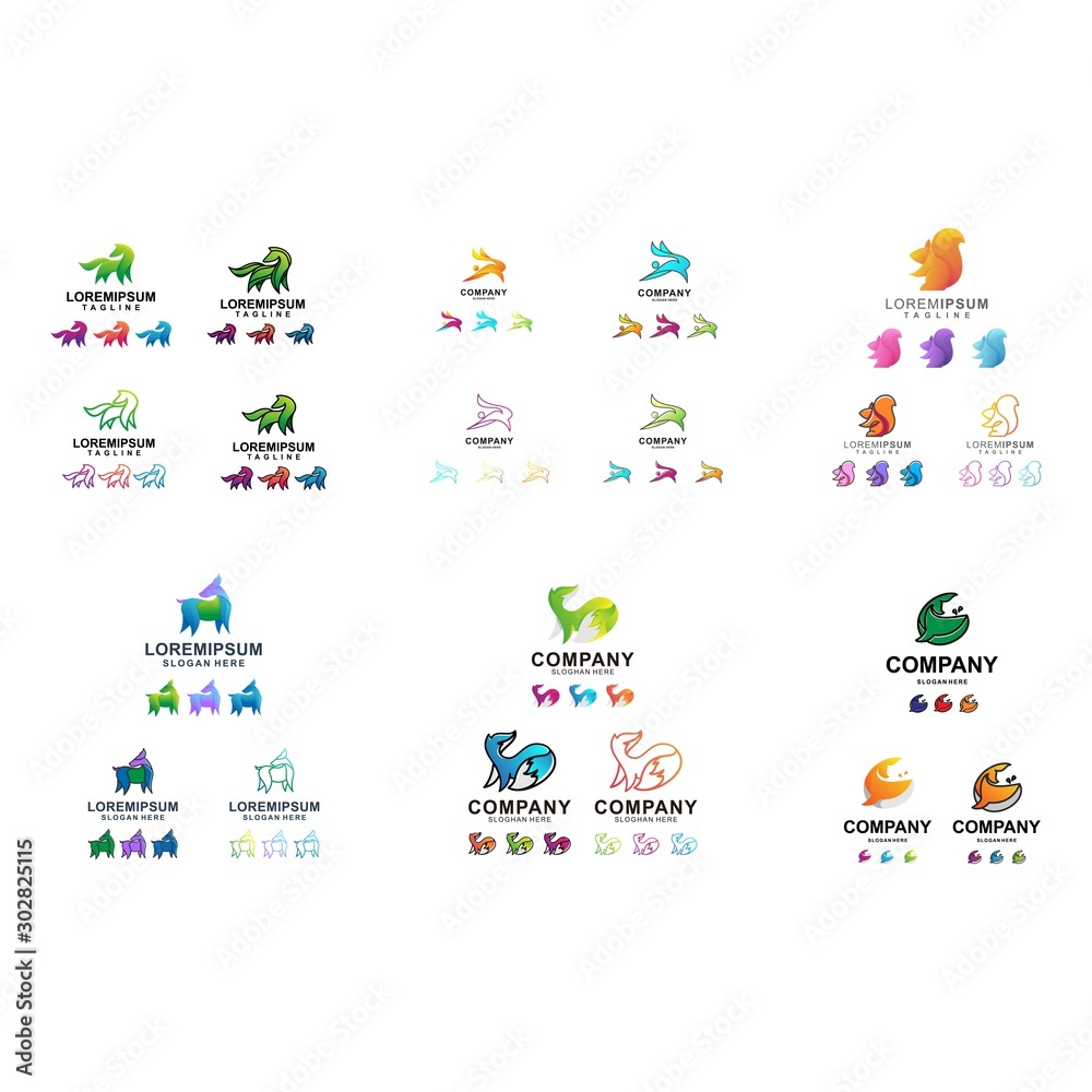 Colorful Animal Logo Design Bundle