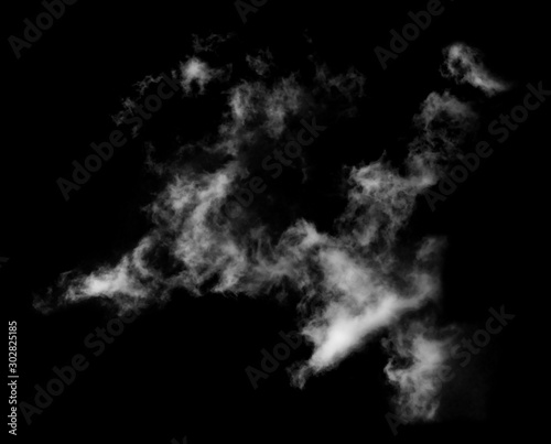 White cloud isolated on black background,Textured smoke,brush effect