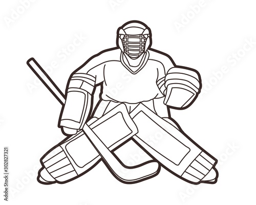 Foto Ice Hockey Goalie, sport player cartoon action graphic vector.