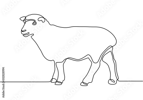 Cow one line drawing minimalism animal mammal theme. Vector hand drawn simplicity style.