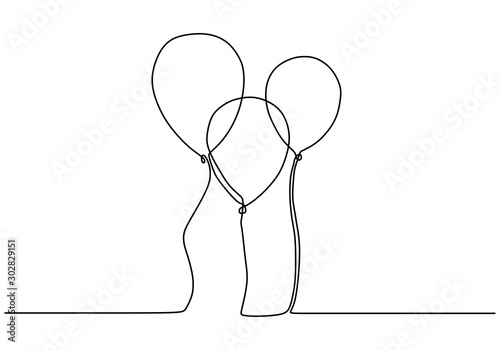 Canvas Print Balloon one continuous line drawing