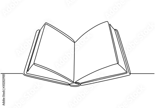 Book one line drawing banner. Continuous hand drawn minimalist minimalism design isolated on white background vector illustration.