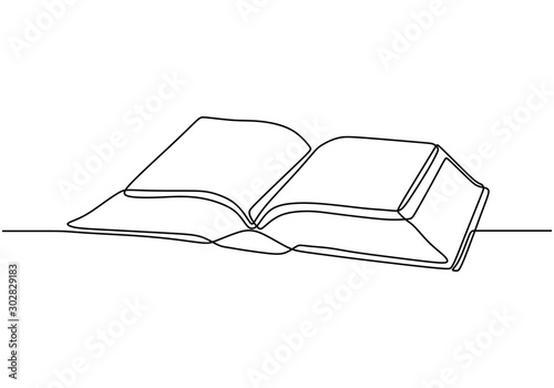 Book one line drawing banner. Continuous hand drawn minimalist minimalism design isolated on white background vector illustration.