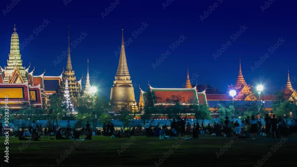 Time lapse Grand palace temple in bangkok thailand