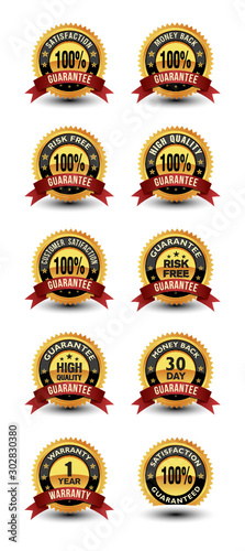 Simple and powerful 100% Satisfaction Guarantee Badge Mega Set. All in one mega pack.k, quality, label, isolated, badge, Trust, Seal, Vector, stamp, si