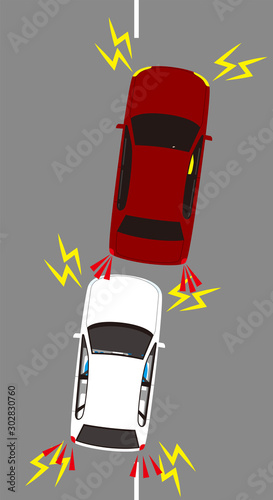 急ブレーキをかけるあおり運転.ベクター素材.