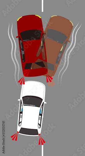 前方を塞ぐるあおり運転.ベクター素材.