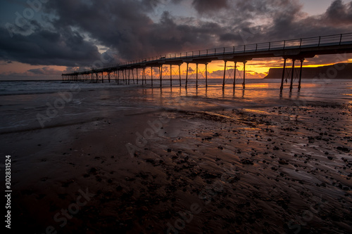 Saltburn pier sunrise. Saltburn by-the-sea near Redcar in Yorkshire