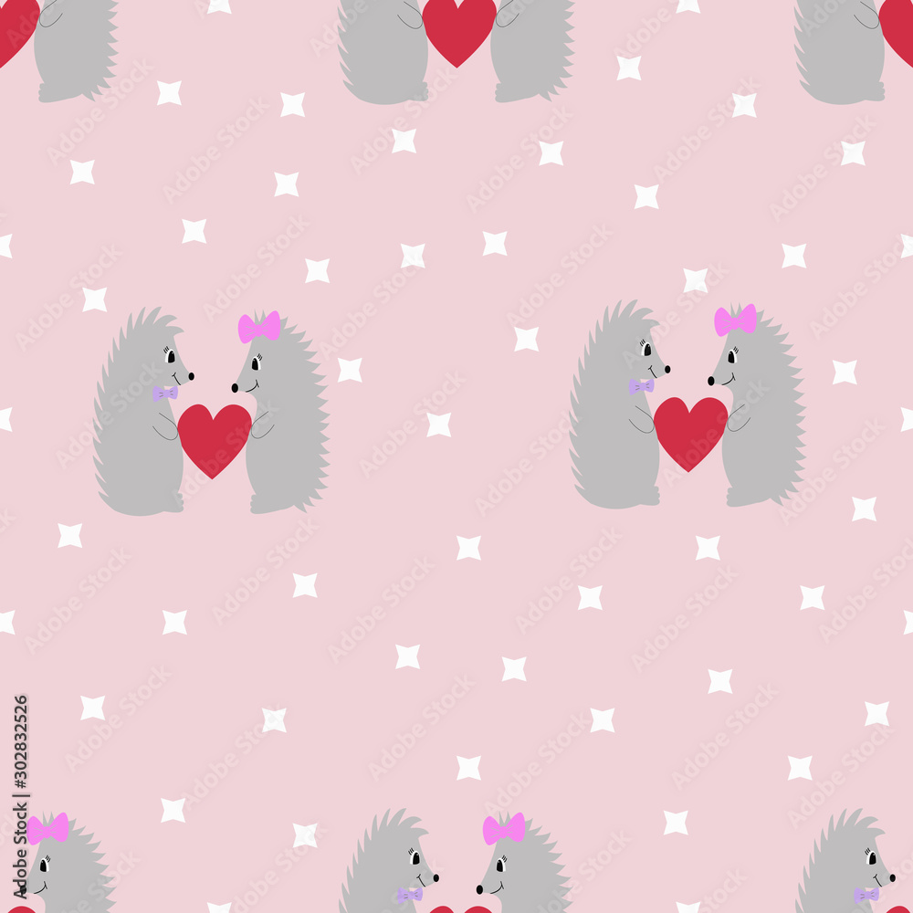 Seamless pattern with cartoon hedgehog. Seamless pattern with cartoon hedgehog.