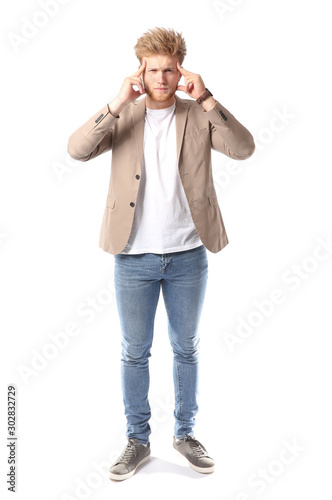 Portrait of stressed man on...