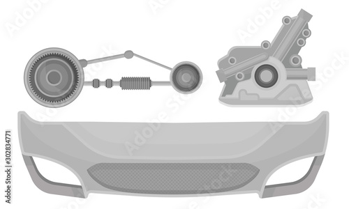 Set of new parts for the car. Vector illustration on a white background.