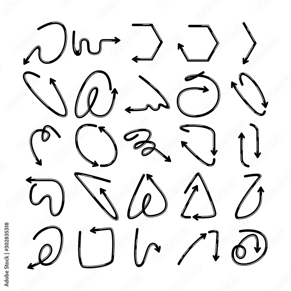 doodle arrows icons set comic style doodle arrows icons set comic style